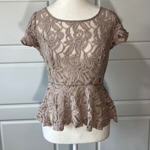 INC International‎ Concepts Petite Lace Peplum Top Button Back - Size PS